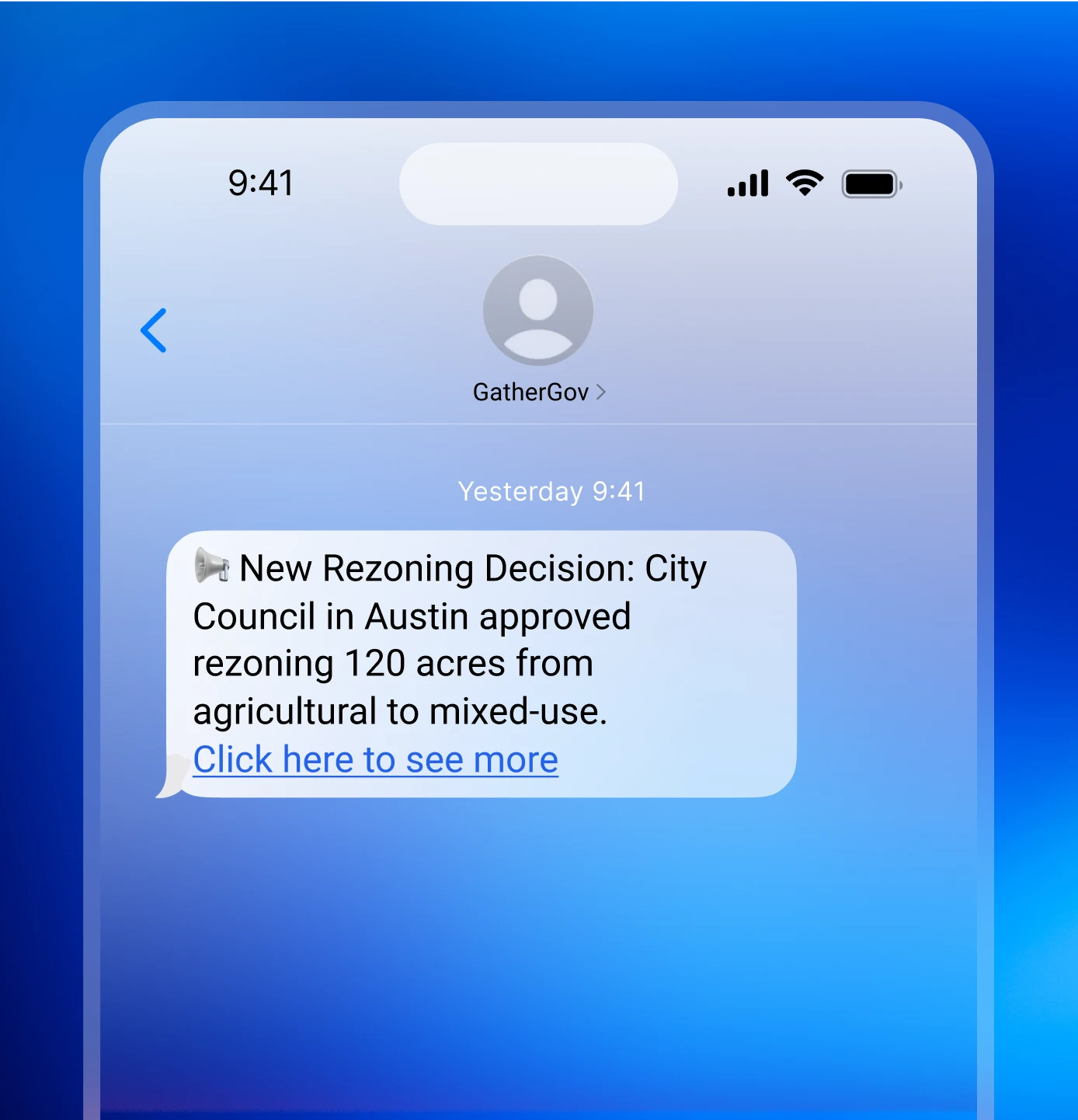 Real-time alerts interface on mobile device